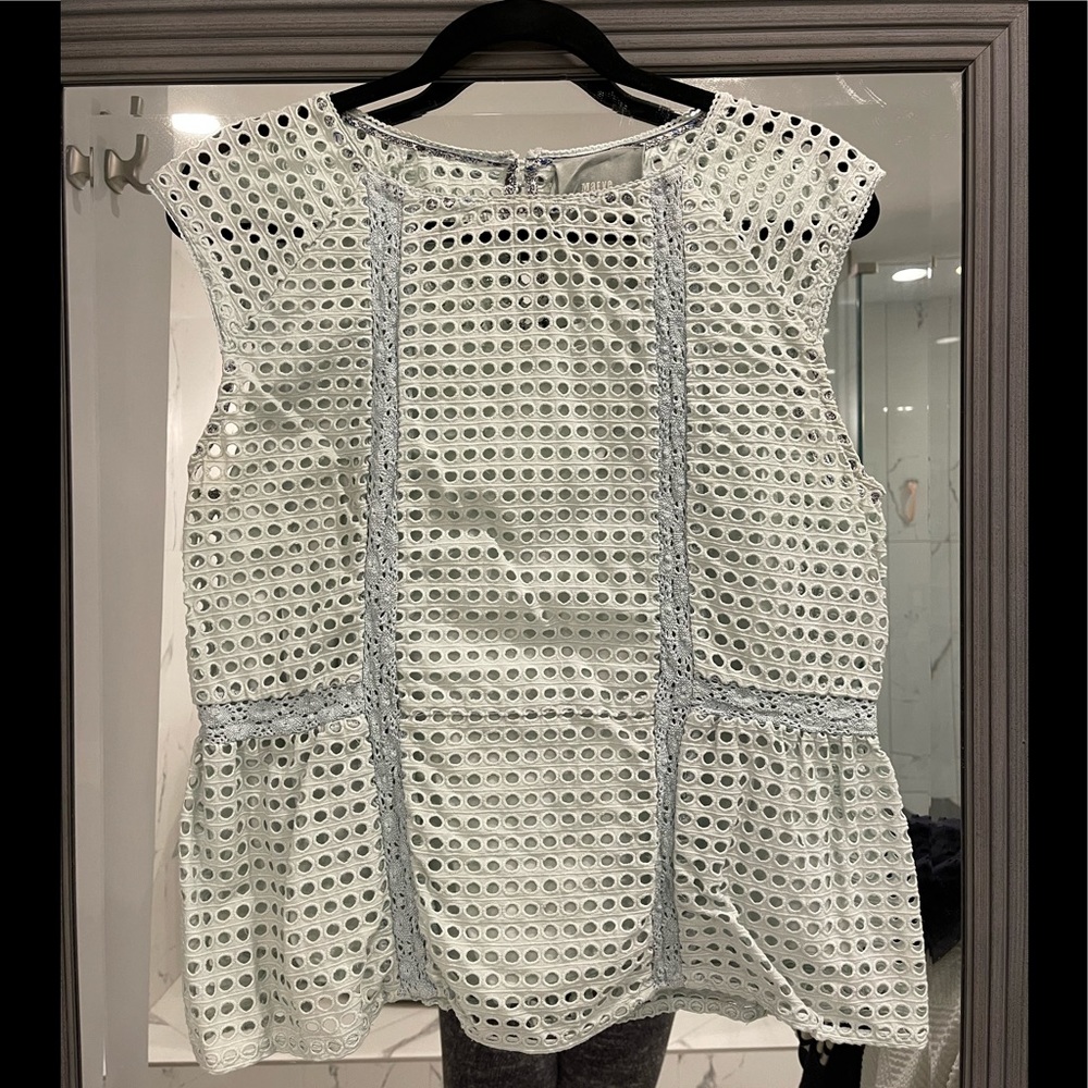 maeve (anthropologie) aqua sleeveless blouse, size M